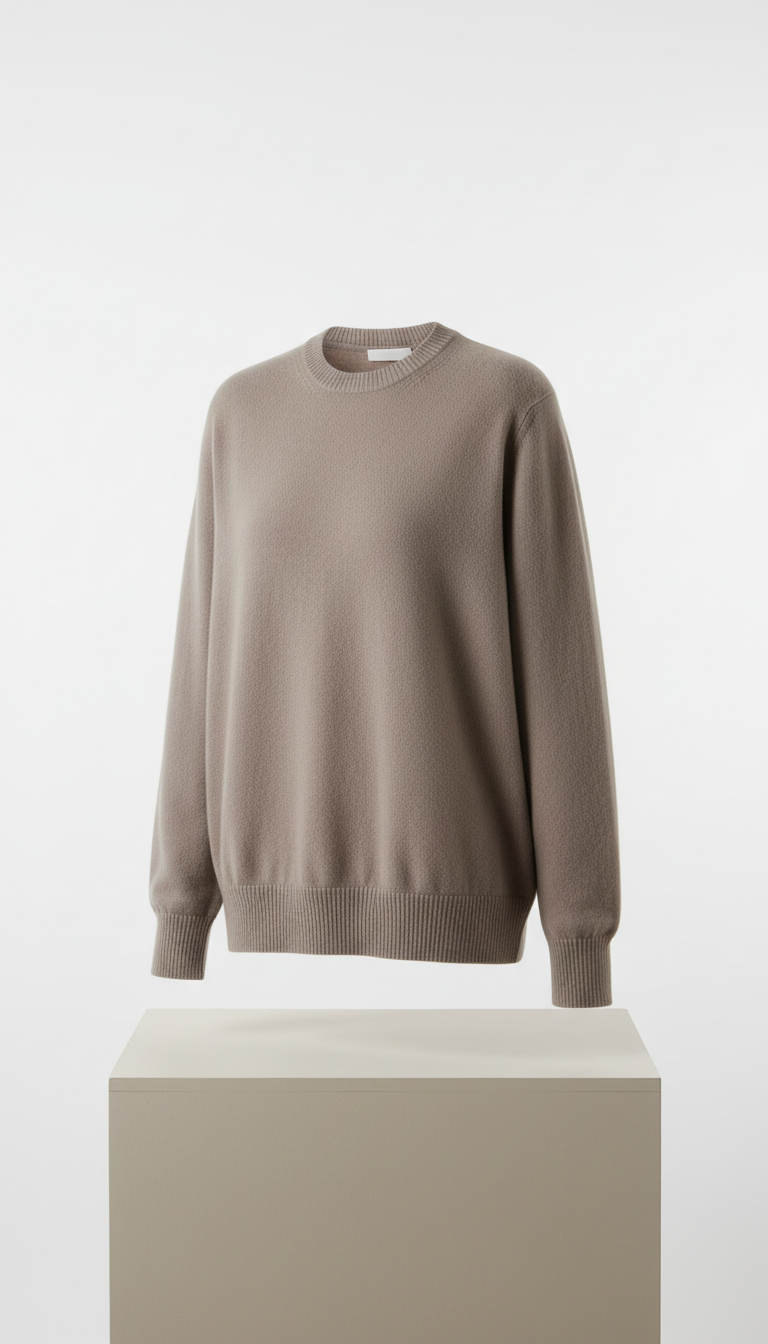 Putty taupe cashmere crewneck sweater