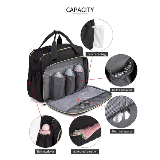 Large Capacity Waterproof Mommy Diaper Tote Bag – Maternity Baby Travel Organizer