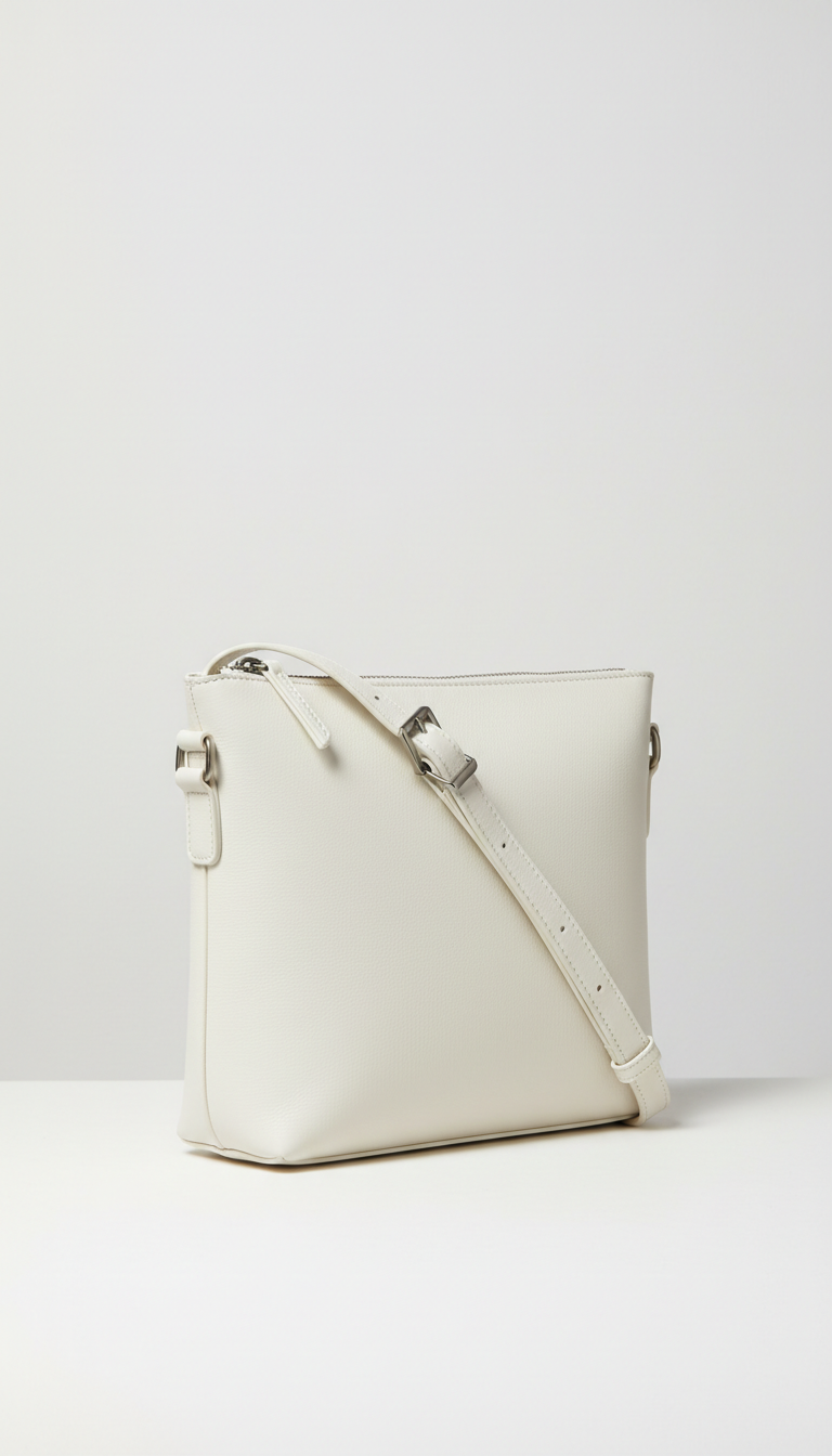 Gallery white leather crossbody bag with matte hardware