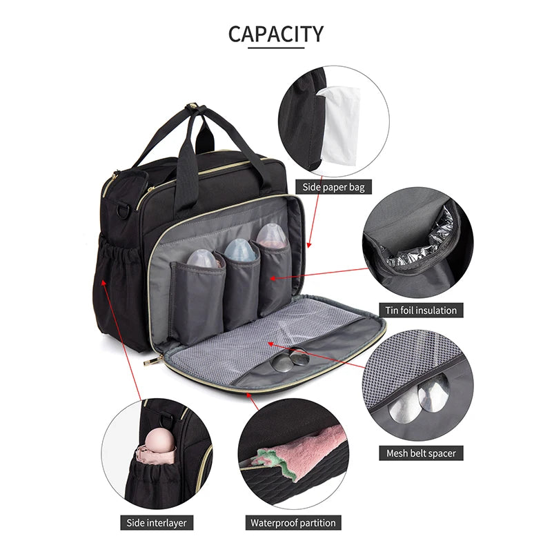 Large Capacity Waterproof Mommy Tote – Baby Travel Organizer