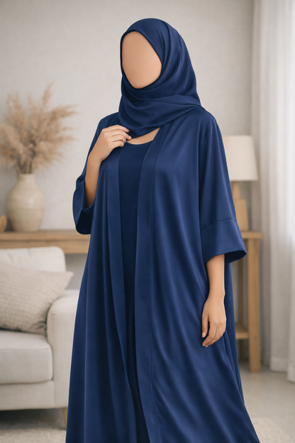 Dark‑Blue Satin Abaya – Size 54 | Made in U.A.E