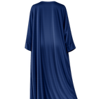 A navy blue kaftan dress shown from the back, featuring three-quarter sleeves and a flowing silhouette, displayed on a solid white background.
