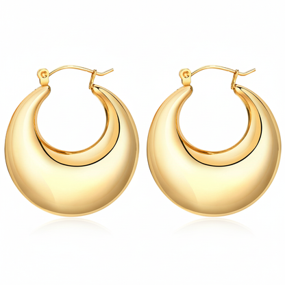 Chunky Gold Hoop Earrings - Flat Lay