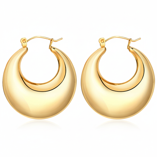 Chunky Gold Hoop Earrings - Flat Lay