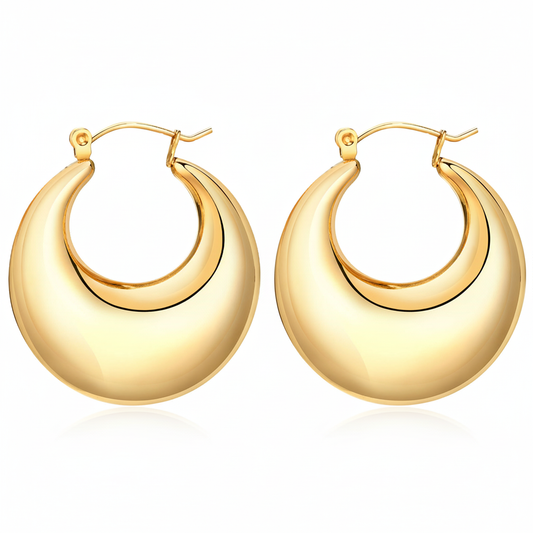 Chunky Gold Hoop Earrings - Flat Lay