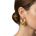 Chunky Gold Hoop Earrings - Lifestyle