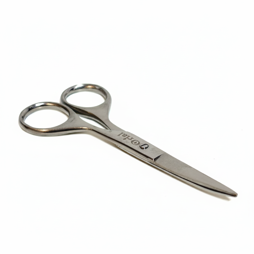Orial curved stainless steel eyebrow scissors - studio shot