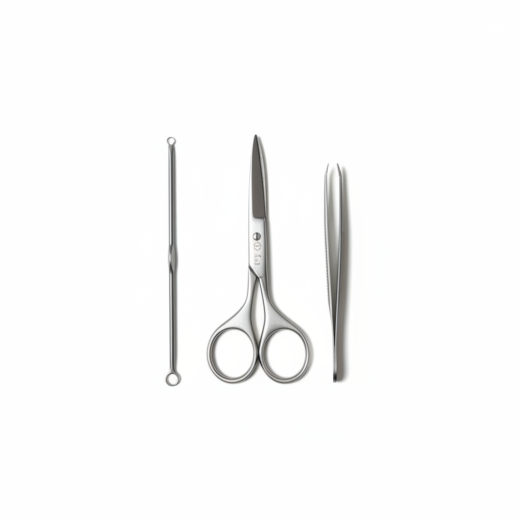 Orial beauty grooming set on white background top-down view