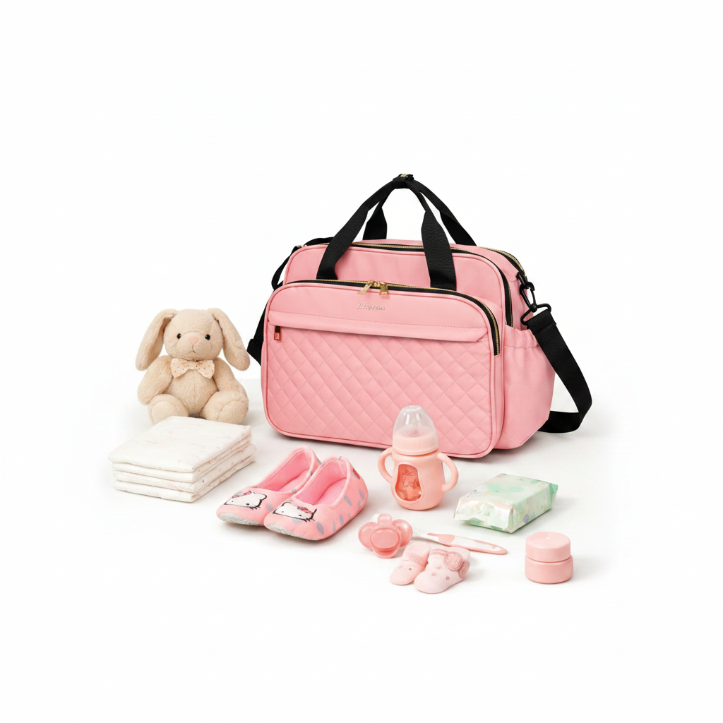 Pink Diaper Tote Bag - Square Format